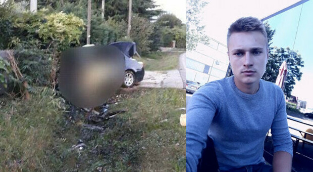 Catalin Costantin Babota e l'auto dopo l'incidente