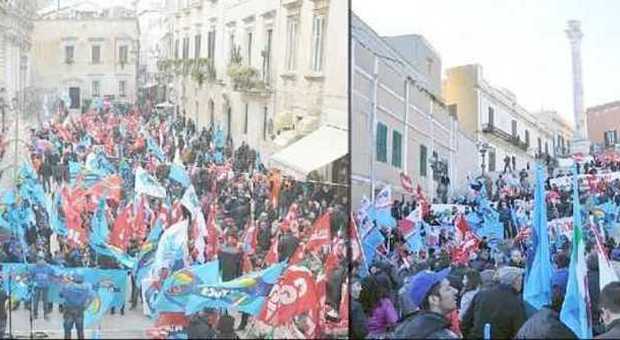 "Governo Renzi così non va", lo sciopero a Lecce, Brindisi e Taranto. D'Alema insultato a Bari