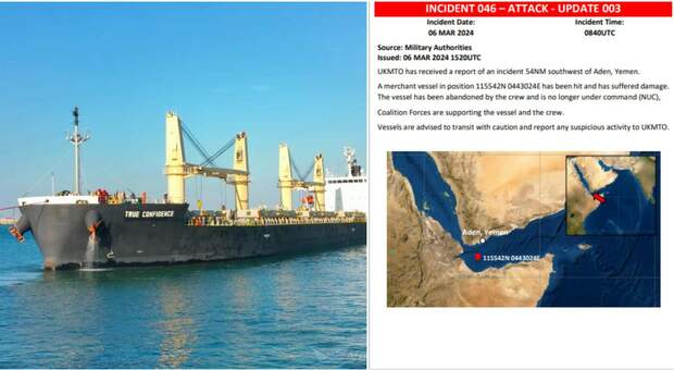Mar Rosso, missile Houthi colpisce cargo greco