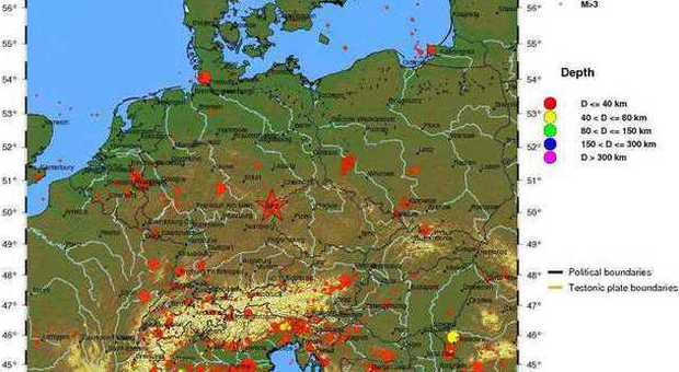 Scossa di terremoto di magnitudo 4 ​tra Germania e Repubblica Ceca