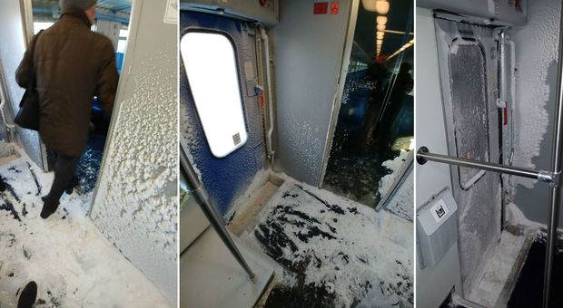 Orte-Roma, ghiaccio nei vagoni. Ira dei viaggiatori: «Peggio di un carro-frigo»