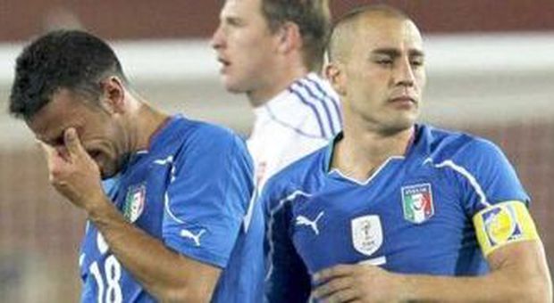 La delusione di Quagliarella e Cannavaro dopo Italia-Slovacchia