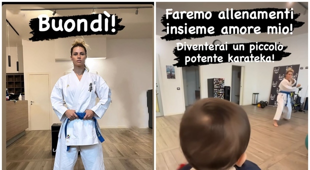 Michelle Hunziker e l'arte del karate: l'esibizione con Aurora e il piccolo Cesare