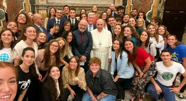 Incontro tra il papa e una delegazione dei ragazzi dell'Earth Day, pre weekend Youth4Climate