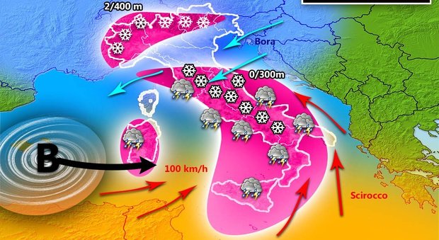 Meteo, Italia nell'occhio del ciclone: Burian porta temporali, grandine e neve