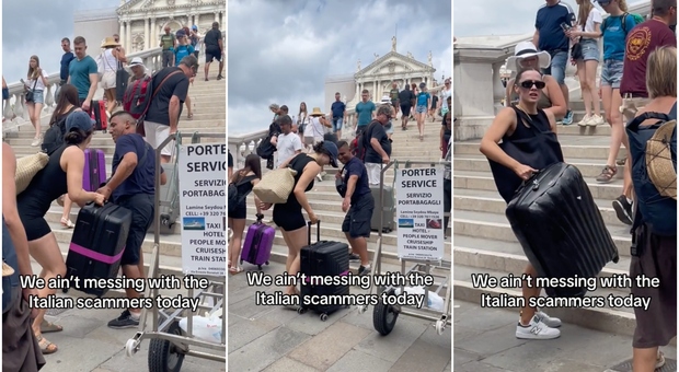 Truffa del portabagagli a Venezia, la denuncia: «Obbligata a pagare 50 euro per portare le valigie attraverso il ponte»