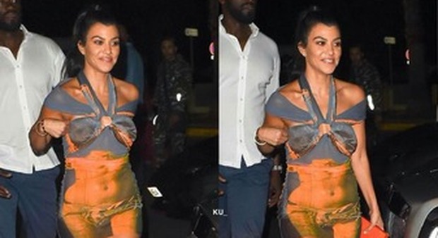 Kourtney Kardashian trash a Cannes, il vestito sembra dipinto