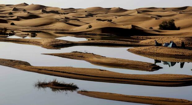 Sahara, alluvione nel deserto dopo cinquanta anni. Nuovi laghi e pozze d'acqua nelle dune di sabbia