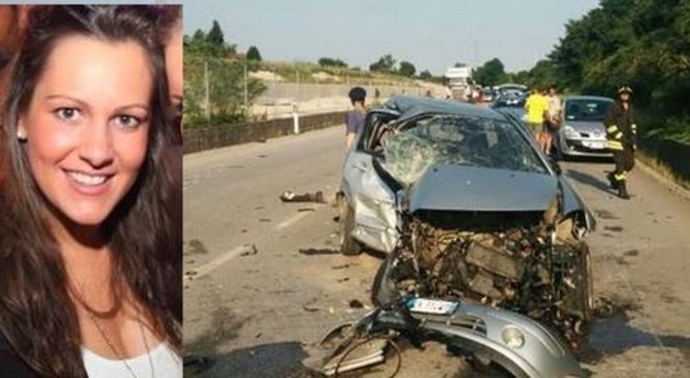 Giulia Zanon, 23 anni, e l'auto dopo lo scontro