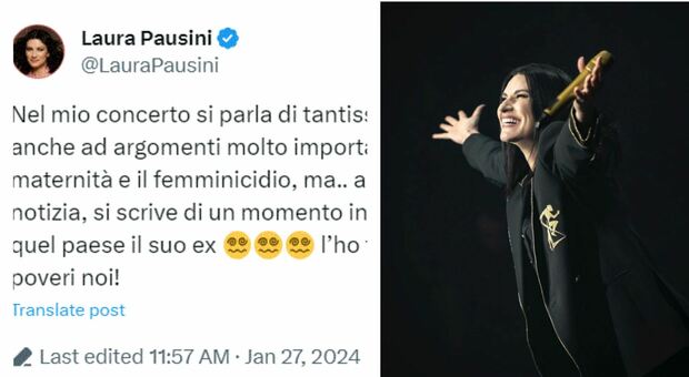 Laura Pausini furiosa per la battuta (virale) al suo concerto: «Parlo di femminicidi, ma in Italia fanno notizia queste scemenze»