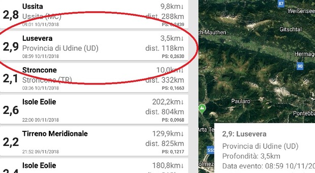 Terremoto, scossa di magnitudo 2.9 in Friuli: non si segnalano danni