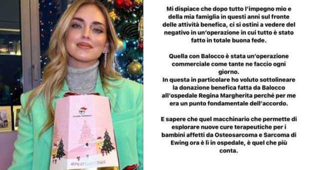 Chiara Ferragni dopo la maxi multa per il pandoro Balocco: «Mi dispiace che ci si ostini a vedere del negativo in un'operazione in buona fede»