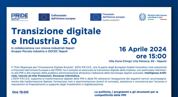 Locandina incontro «Transizione digitale e Industria 5.0»