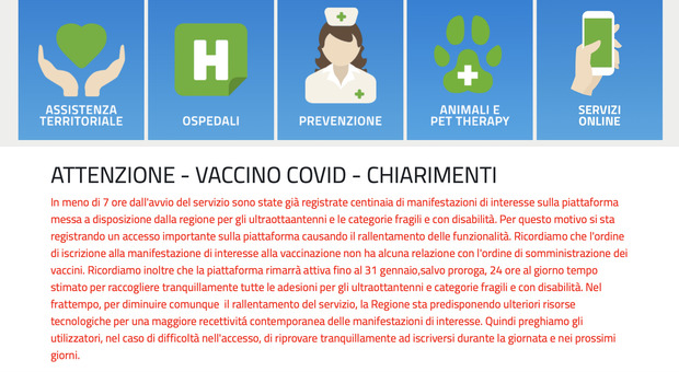 Vaccino Covid, troppi accessi: in tilt piattaforma per ultra 80enni, disabili e malati gravi