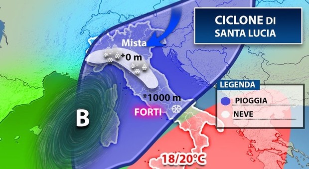 Meteo, ciclone di Santa Lucia in arrivo sull'Italia: torna il maltempo PREVISIONI
