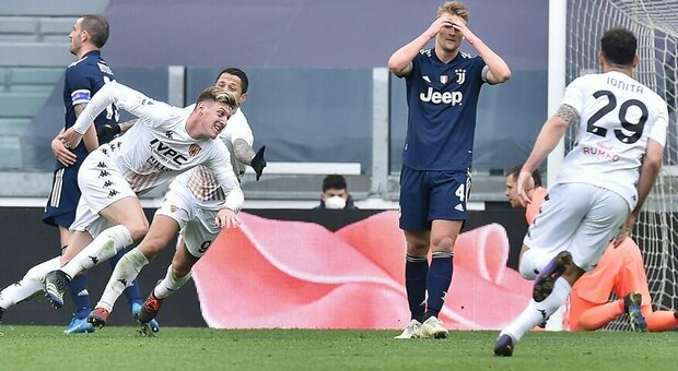 La gioia di Gaich e la disperazione dei giocatori della Juventus