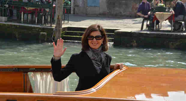 La presidente della Camera, Laura Boldrini, in motoscafo