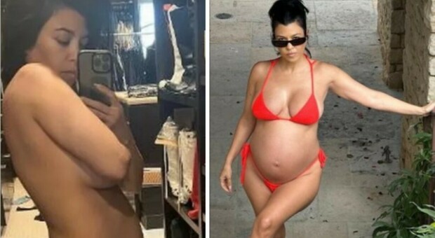 Kourtney Kardashian, topless e pancione: il selfie fa impazzire i fan