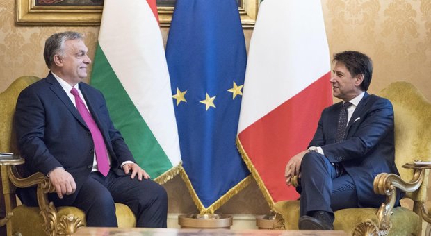 Il leader ungherese Viktor Orban con Giuseppe Conte