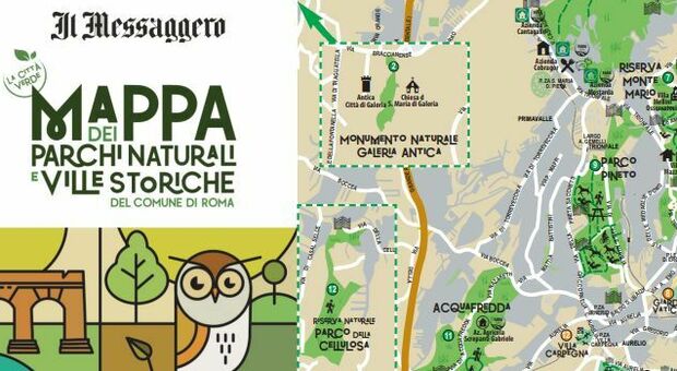 Parchi naturali e Ville Storiche di Roma, oggi la mappa in edicola con il Messaggero