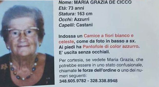 Maria Grazia, scomparsa a 73 anni: in corso ricerche con gli elicotteri