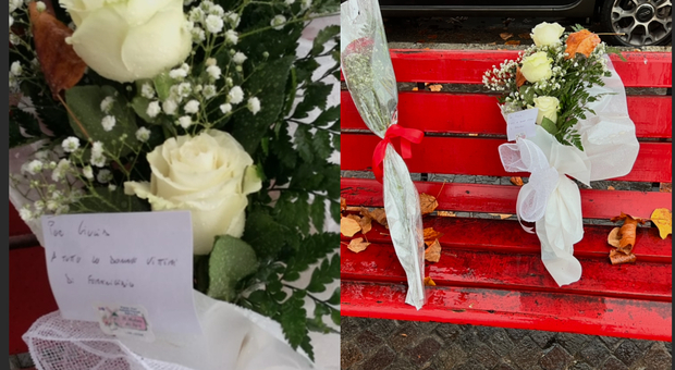 Pontecorvo, fiori sulla panchina rossa durante i funerali di Giulia: «Per lei e tutte le vittime di femminicidio»