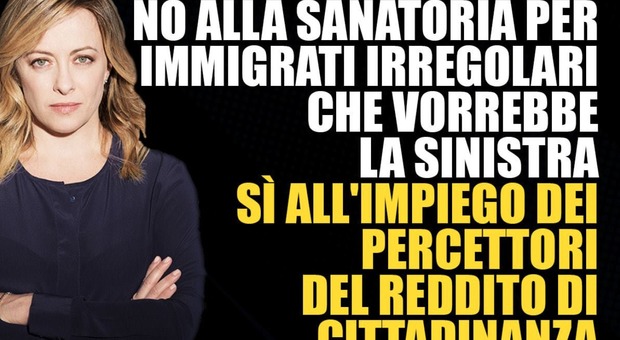 Giorgia Meloni all'attacco del governo: «Vogliono sfruttare il Coronavirus per fare sanatoria sugli immigrati clandestini»