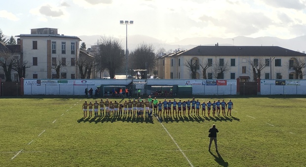 Arieti e Rugby Parma schierati prima del match