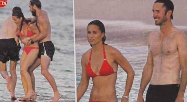 Pippa Middleton, sirenetta ai Caraibi: sexy bikini rosso e giochi hot con l'ex