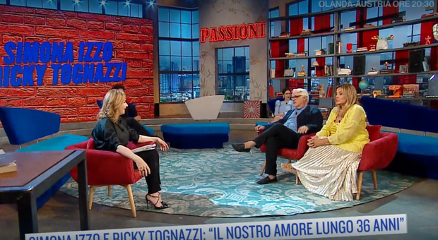 Simona Izzo e Ricky Tognazzi ospiti di Serena Bortone a "Oggi è un altro giorno"
