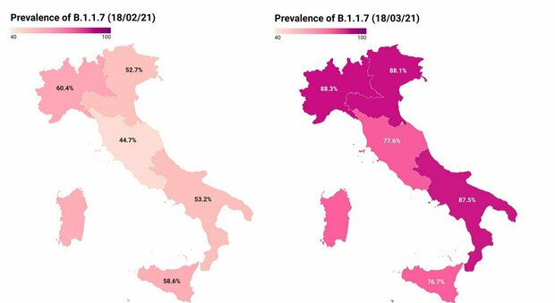 Covid, la variante inglese cresce in Italia: nell'ultimo mese è arrivata all'86.7% di diffusione Il report dell'ISS