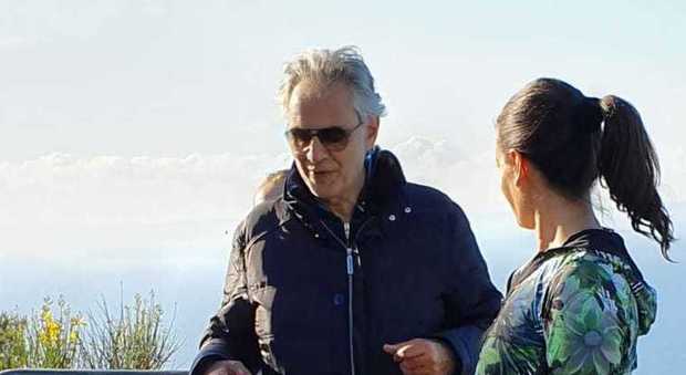 Capri, Andrea Bocelli in visita a Villa Jovis