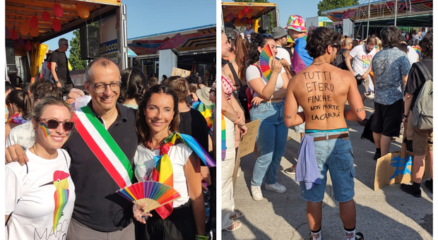 Marche Pride in corso a Civitanova, tra la folla anche il sindaco di Pesaro Ricci e la consigliera regionale Vitri