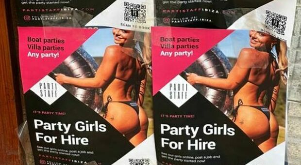 «Donne in affitto per feste»: il manifesto pubblicitario a Ibiza scatena la polemica