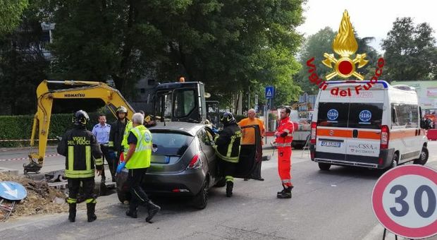 Una scena dell'incidente di oggi a Vicenza