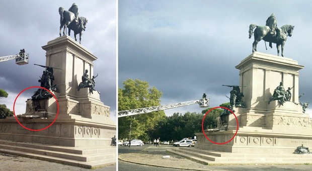Roma, crolla la base del monumento di Garibaldi al Gianicolo: «Colpito da un fulmine»