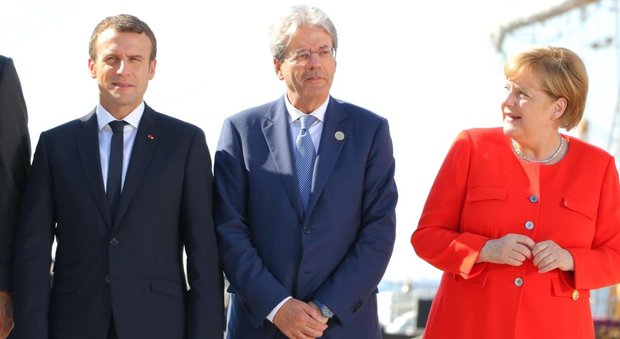 Macron, Gentiloni e Merkel (Ansa)