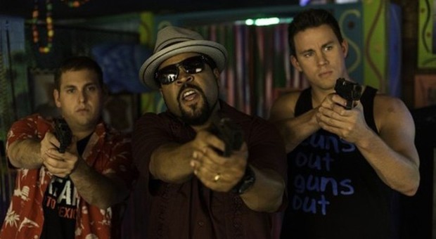 Jonah Hill, Ice Cube e Channing Tatum in una scena di 22 Jump Street