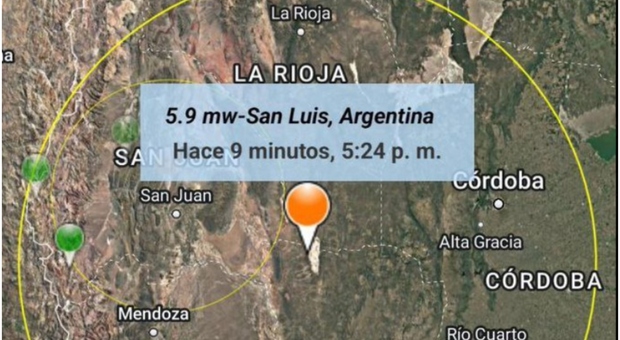 Terremoto di magnitudo 6 nell'est dell'Argentina