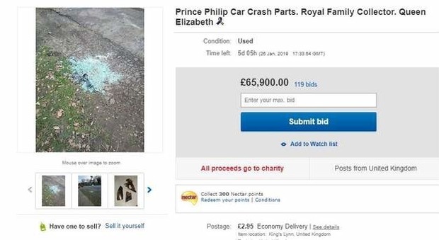 In vendita su eBay i rottami della Land Rover incidentata del principe Filippo