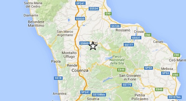 Terremoto nella notte in provincia di Cosenza: lieve scossa di magnitudo 2.4