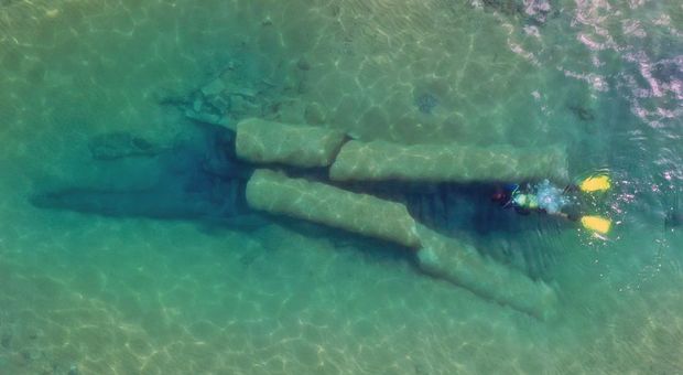 Relitto delle colonne di Kamarina in Sicilia, visto dal drone (foto di Dario Innocenti)