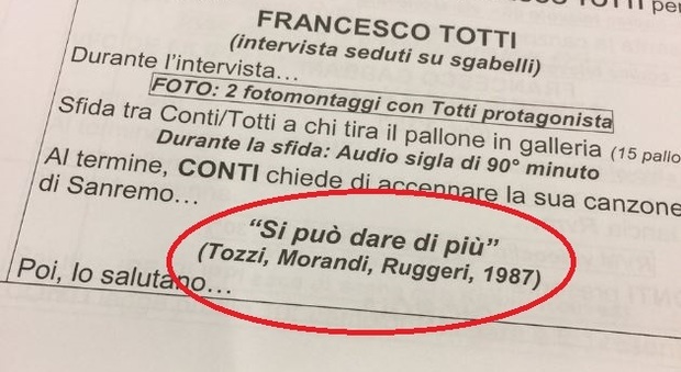 Totti a Sanremo: la battuta sulla Lazio e il mistero della scaletta modificata