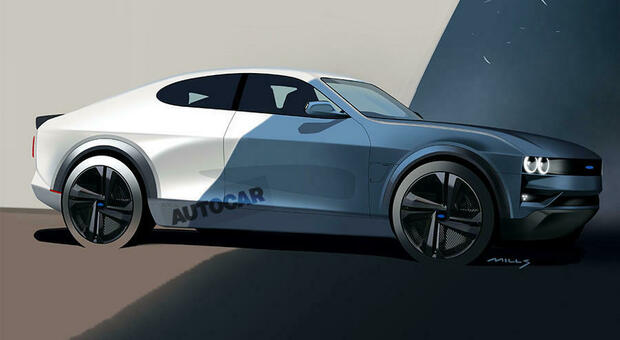 Il rendering della prossima Capri, la seconda elettrica Ford, secondo il sito inglese Autocar