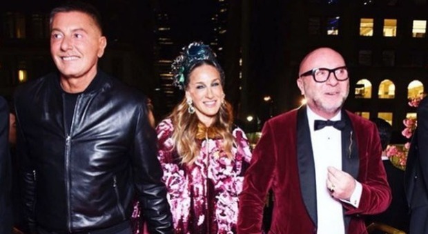 Stefano Gabbana, Sarah Jessica Parker, Domenico Dolce a New York.
