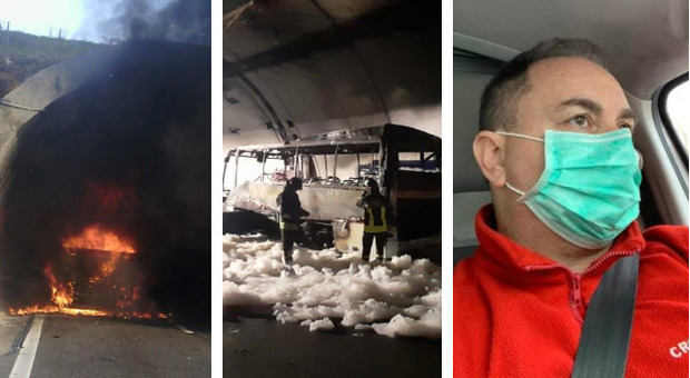 Bus si incendia in galleria a Lecco: autista rischia la vita e salva 25 bambini a Lecco
