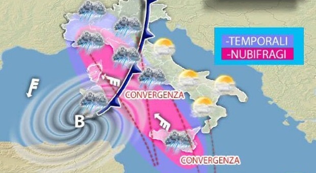 Meteo, allerta maltempo: bombe d'acqua attese su Roma, ciclone in Piemonte e Campania