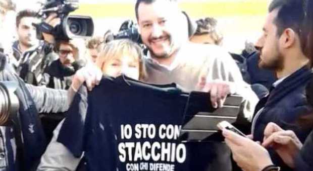 Matteo Salvini al suo arrivo a Ponte di Nanto