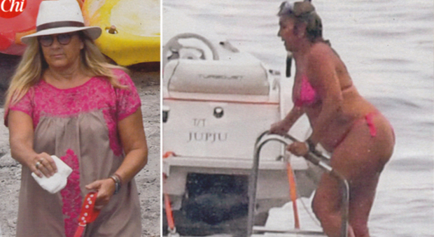 Romina Power in bikini, sfoggia le forme morbide durante la gita nel Golfo di Napoli