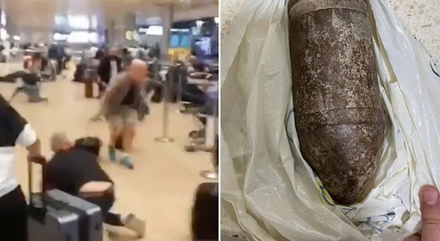 Un ordigno inesploso in valigia come "souvenir": all'aeroporto scatta l'allarme bomba, scene di panico Il video
